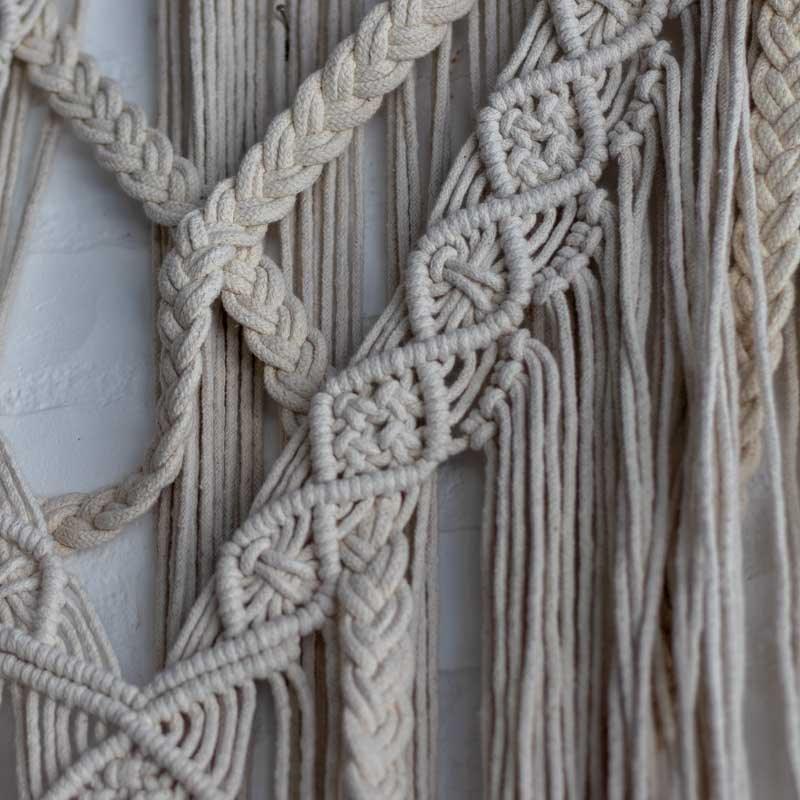painel macramê decorativo parede fios linha tecelagem artesanal casa sala quarto 04