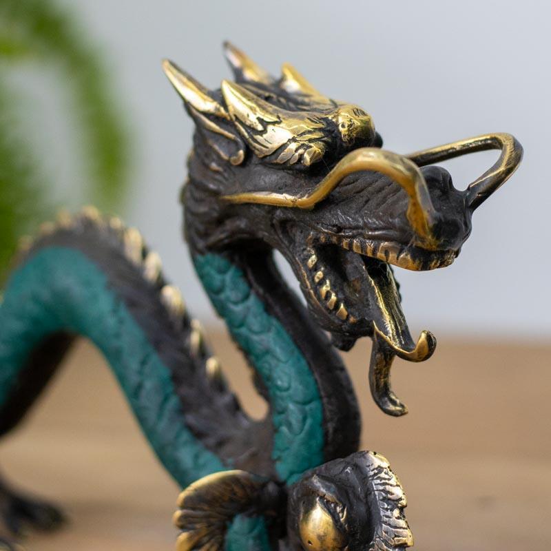 escultura dragao bronze bali indonesia simbolo protecao mitologia decoracao casa loja artesintonia