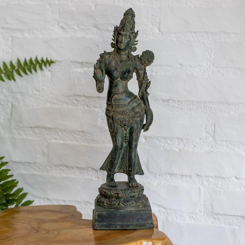 escultura deusa tara bronze bali indonesia compaixao protecao budismo zen feminino decoracao altar flor loja artesintonia 01