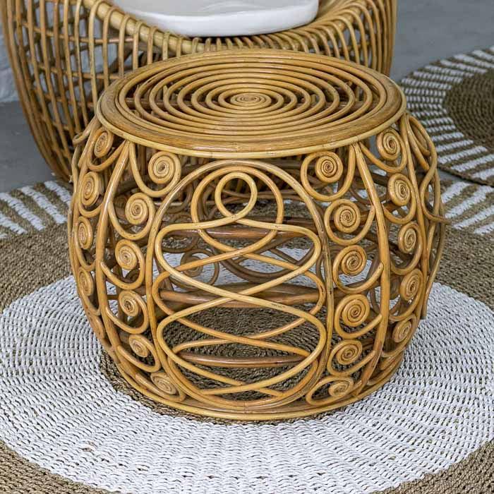 Mesa de Centro TayNinh artesanal em rattan natural feita no Vietnã.