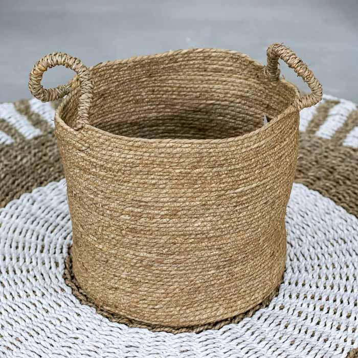 Conjunto de cestos Khuong em fibra natural clara do Vietnã.