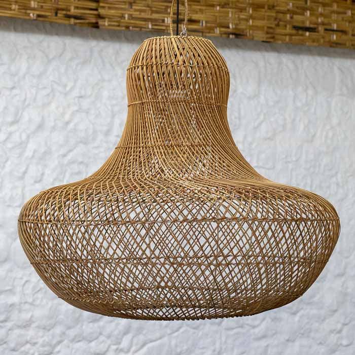 Luminária vietnamita SaPa em fibras naturais para decoração boho.