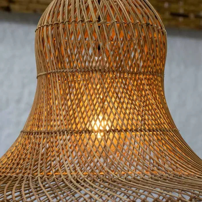 Luminária de teto SaPa artesanal em fibra natural estilo rústico Vietnã.