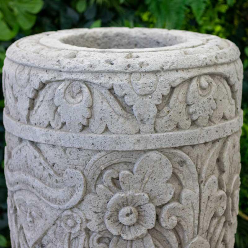 vaso esculpido jardim zen garden entalhe sand stone cimento areia vulcanica home decor decoração decorativo decoration bali balines balinesa indonesia artesão artesanato arte art