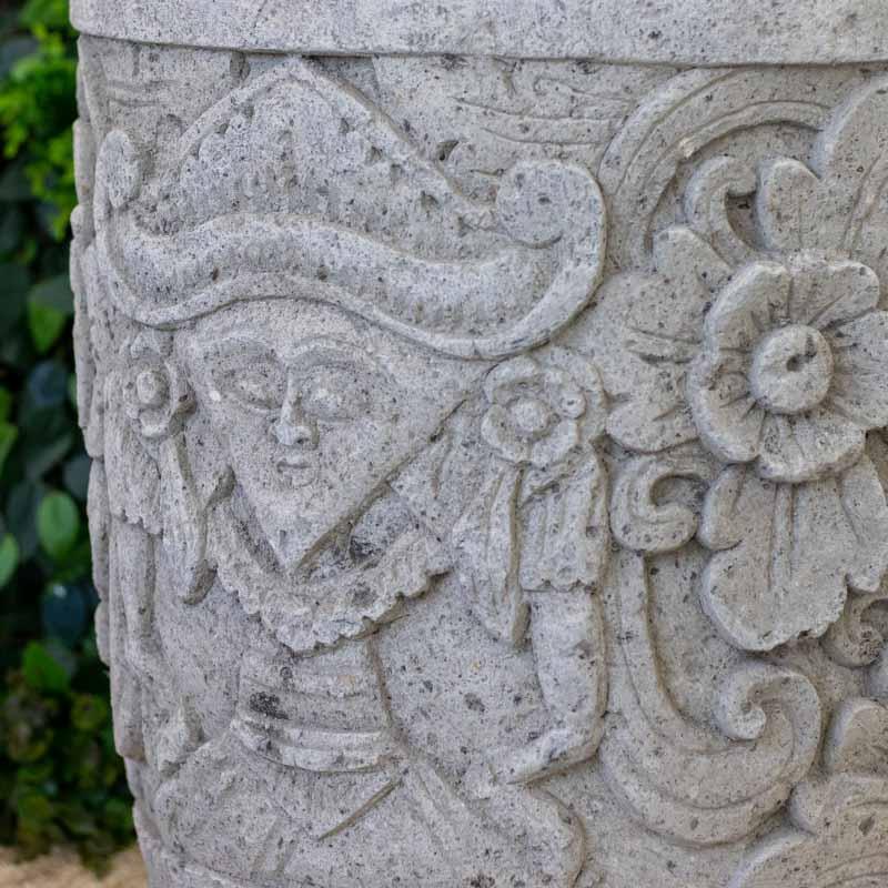 vaso esculpido jardim zen garden entalhe sand stone cimento areia vulcanica home decor decoração decorativo decoration bali balines balinesa indonesia artesão artesanato arte art
