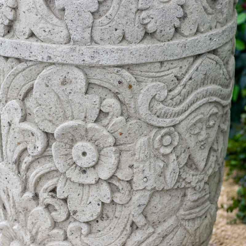 vaso esculpido jardim zen garden entalhe sand stone cimento areia vulcanica home decor decoração decorativo decoration bali balines balinesa indonesia artesão artesanato arte art