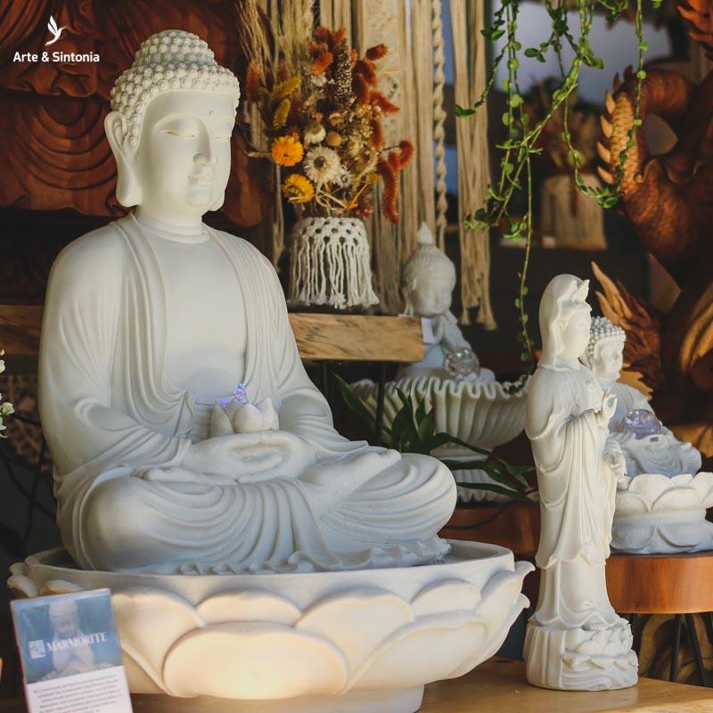 Fonte de Buda Flor de Lótus 70cm - Arte &amp; Sintonia Buda All, Fontes Decorativas, Garden, make offer, Marmorite, Zen