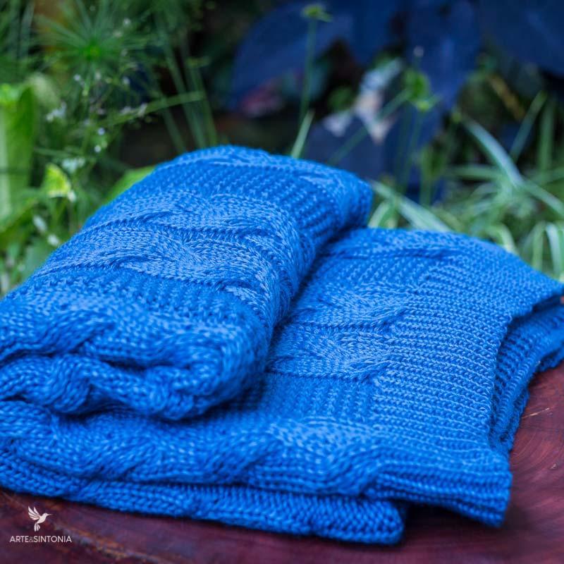 mantas blanket artesanais artesanatos brasileiros home decor decoracao casa artigos artesanais textil tricot trico trama tranças azul jeans artesintonia