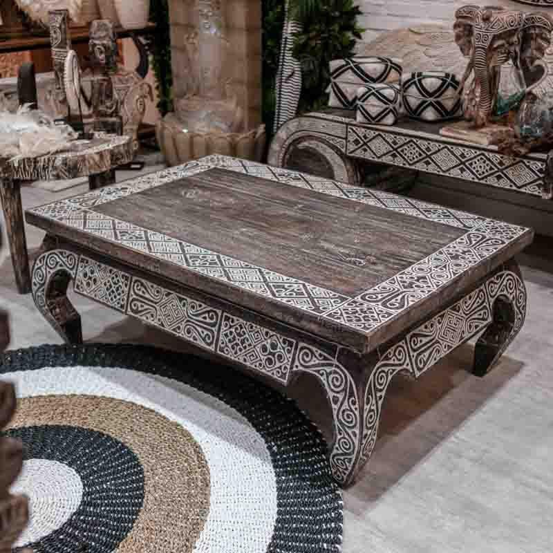 mesa centro madeira decorativa étnica étnico étnicos bali balinês balinesa decor decoração decoration arte artesanato handmade wood pátina
