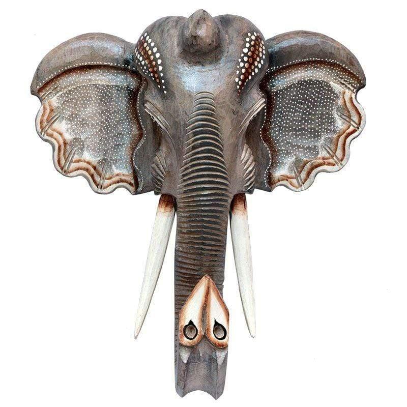 escultura cabeca elefante madeira entalhada branco animal realista bali indonesia artesintonia 2