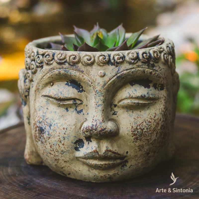 Vaso Cabeça de Buda Antik - Arte &amp; Sintonia Buda All, cimento, Garden, lancamentos, Vaso, Vasos, Zen