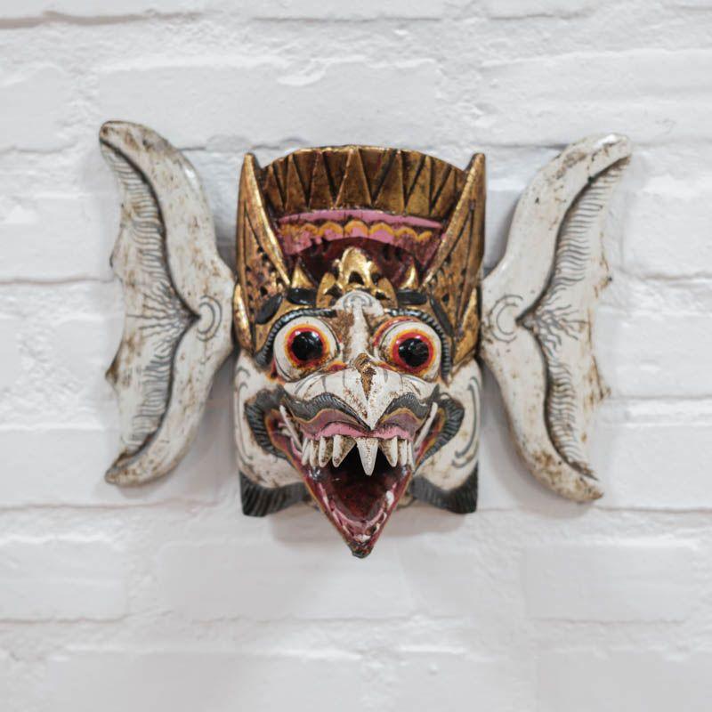 rangda rainha bali balinesa cultura ancestral mitologia barong decoração decor parede wall branco vermelho verde preto azul madeira albezia