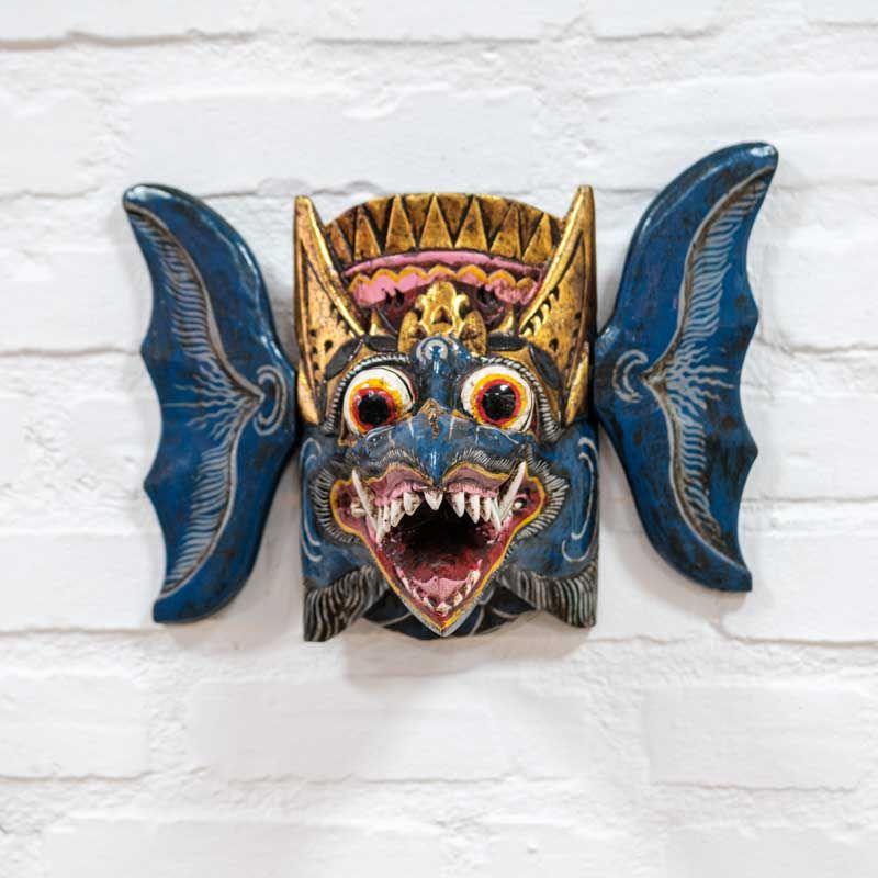 rangda rainha bali balinesa cultura ancestral mitologia barong decoração decor parede wall branco vermelho verde preto azul madeira albezia