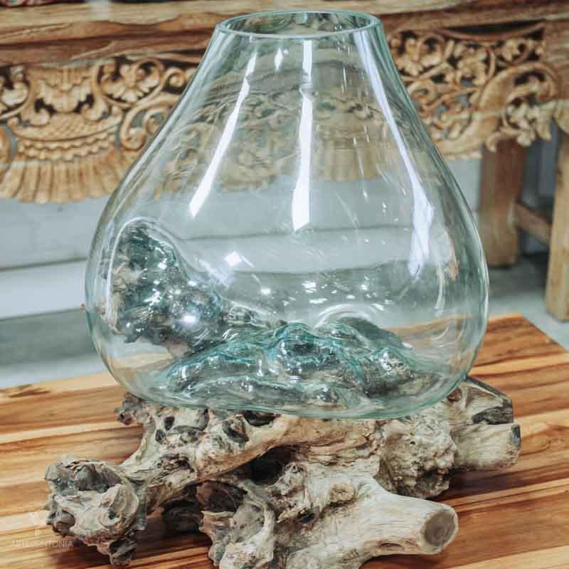 madeira teca teka terrário vaso vidro wood glass boho decor decorativo decorativa decoração rústico rústica rustic vaso planta flor plantas flores bali balines balinesa indonésia