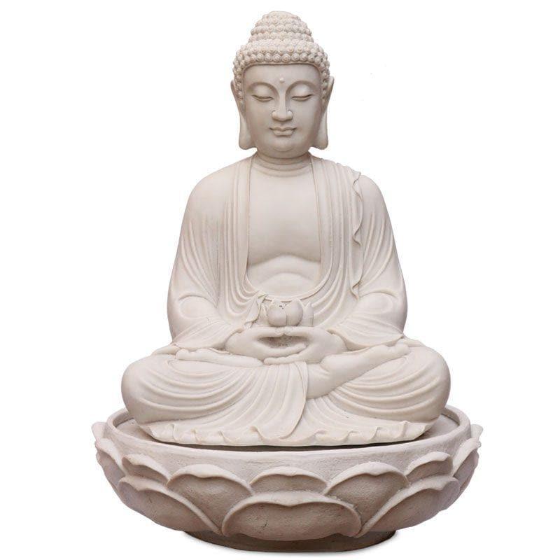 fonte decorativa agua buda flor lotus esculpido marmorite branco decor garden jardim artesintonia 2