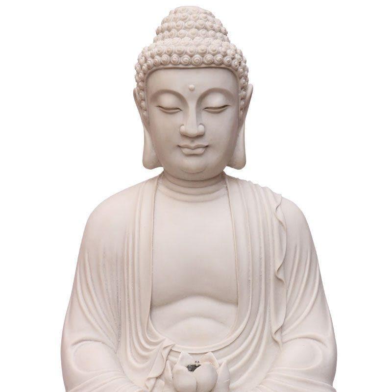 fonte decorativa agua buda flor lotus esculpido marmorite branco decor garden jardim artesintonia 4