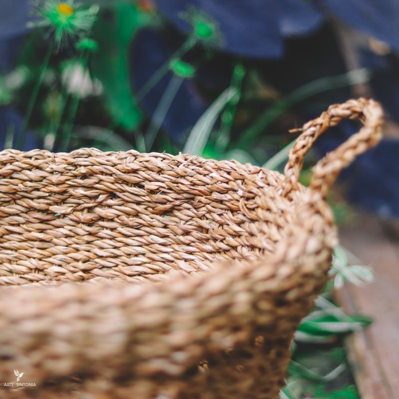 cesto cestaria fibra natural tramada redondo alca decorativo artesanal boho chic home decor artesanatos china artesintonia 7