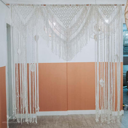 cortina macrame macramê handmade bege off white artesanato boho decor decoração decorativo arte artista bali balinês balinesa indonésia