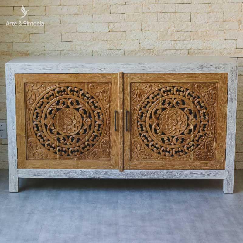 movel mobilia gabinete aparador decoracao balinesa bali objetos decorativos artesintonia madeira entalhada mandala patina boho rustico oriental artesintonia balinese wood carved carving entalhado 6