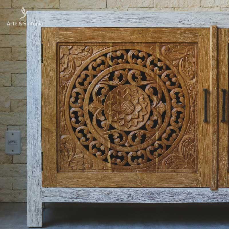 movel mobilia gabinete aparador decoracao balinesa bali objetos decorativos artesintonia madeira entalhada mandala patina boho rustico oriental artesintonia balinese wood carved carving entalhado 3