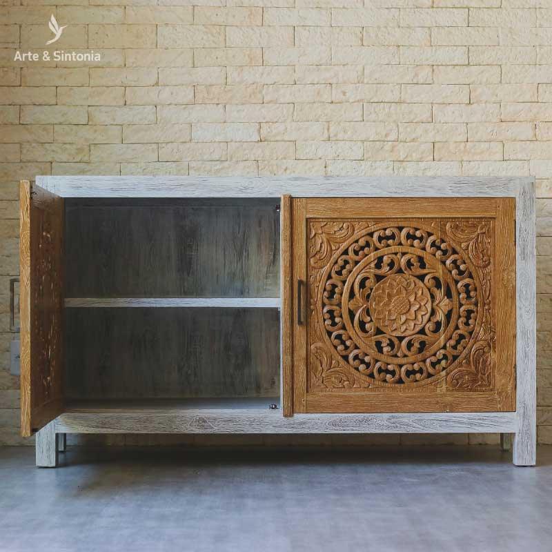 movel mobilia gabinete aparador decoracao balinesa bali objetos decorativos artesintonia madeira entalhada mandala patina boho rustico oriental artesintonia balinese wood carved carving entalhado 8