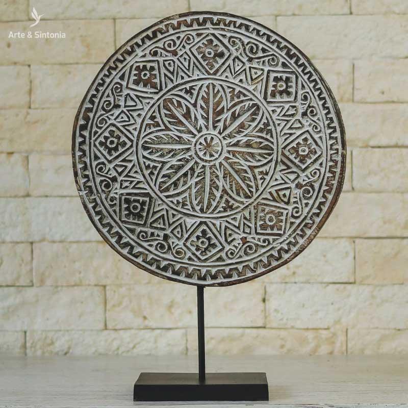 painel redondo decorativo base madeira entalhado home decor decoracao boho balinesa bali indonesia artesanal tribal antik patina artesintonia 1