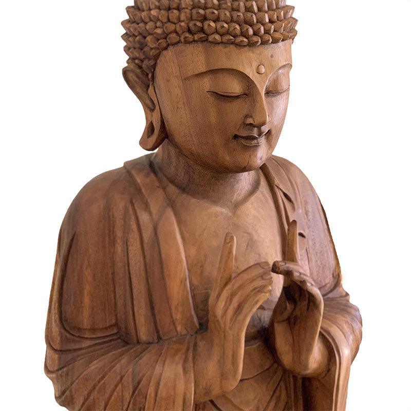 Objeto de arte sacra da Arte e Sintonia: Buda de um metro de altura em estilo minimalista zen.
