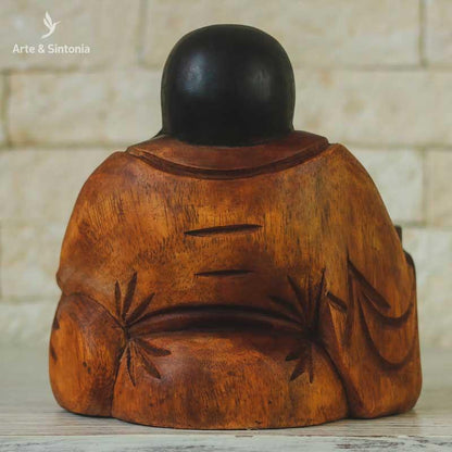 escultura buddha buda happy feliz gordo madeira divindades hindu hinduismo artesanal artesanato bali indonesia artesintonia 3