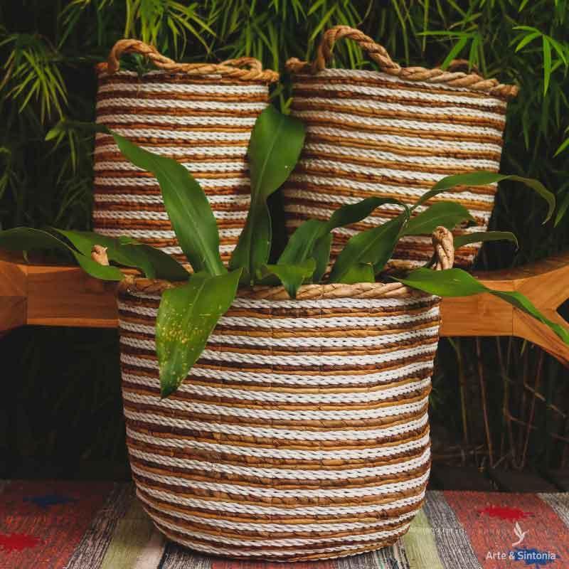 Cesto Fibra Natural Listrada - Arte & Sintonia Bali, bali 22, bali23, boho, Cestaria, fibras, lancamentos, Outros Home