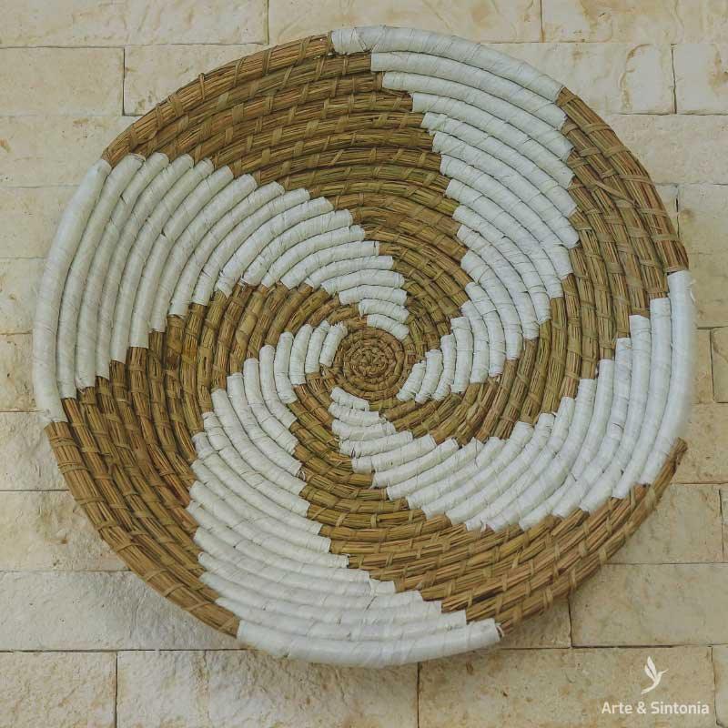 woven natural basket kitchen decor gallery wall art cesto redondo decoracao parede boho chic cestaria artesanal