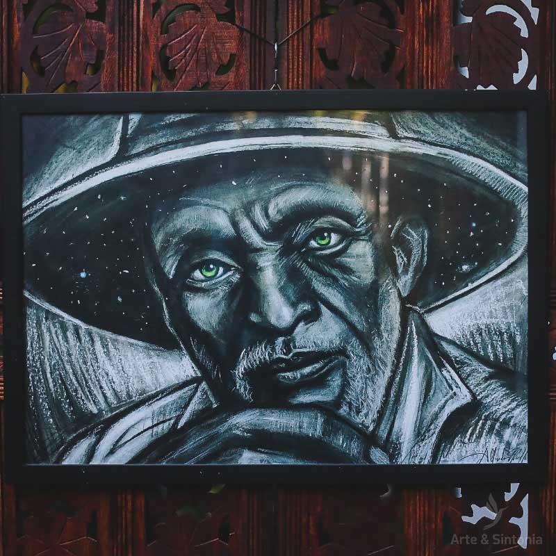 tela canva preto velho old man moldura frame fine art rosto face olhos verdes green eyes homem pescador fisherman chapeu hat decoracao decorativo home decor parede gallery wall alfredo maffei artesintonia 5