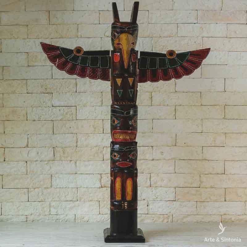 totem toten totemismo aborigene xama canadense artesanatos decorativos wood madeira carved entalhado indonesia objetos etnicos grande 100cm 3