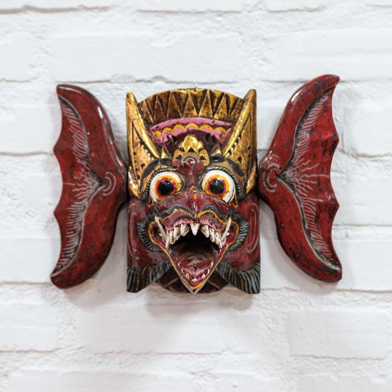 rangda rainha bali balinesa cultura ancestral mitologia barong decoração decor parede wall branco vermelho verde preto azul madeira albezia