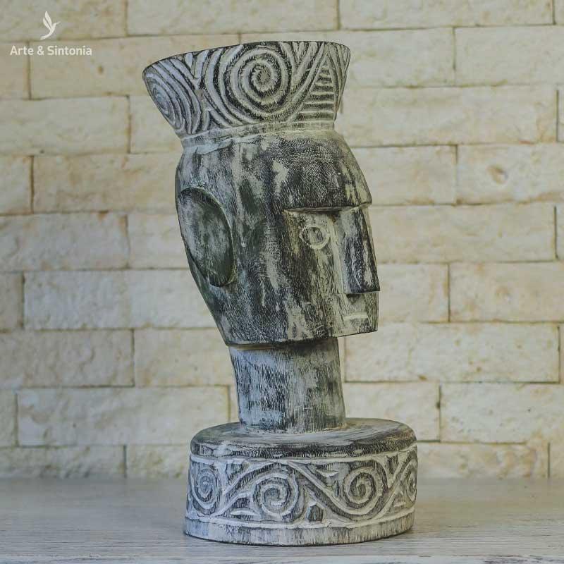 escultura primitivo antik branco preta decorativo home decor decoracao balinesa bali indonesia artesintonia arte tribal timor banco madeira entalhado decorativo wood