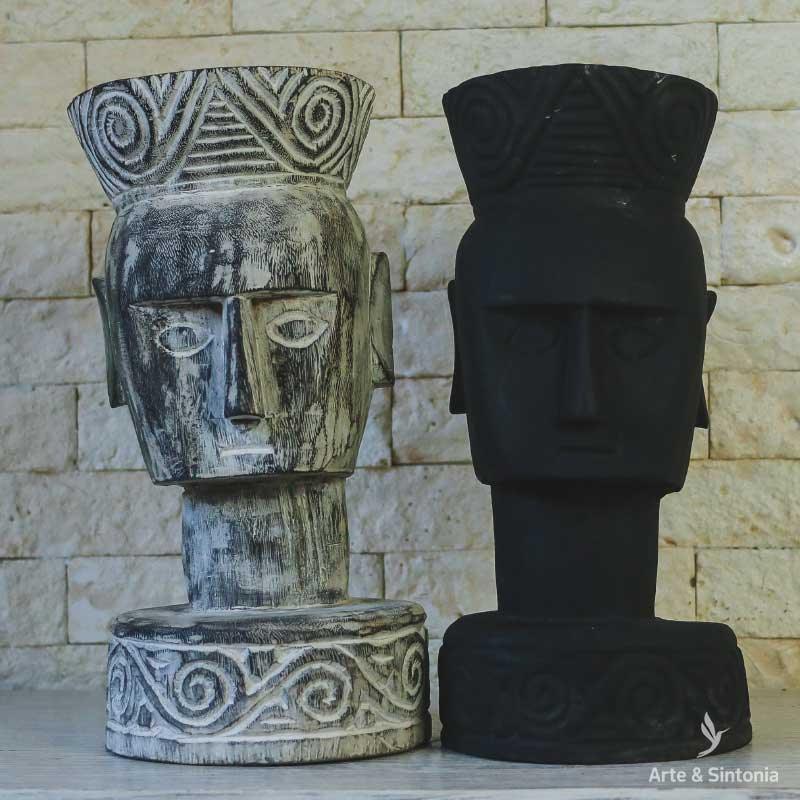 escultura primitivo antik branco preta decorativo home decor decoracao balinesa bali indonesia artesintonia arte tribal timor banco madeira entalhado decorativo handicraft