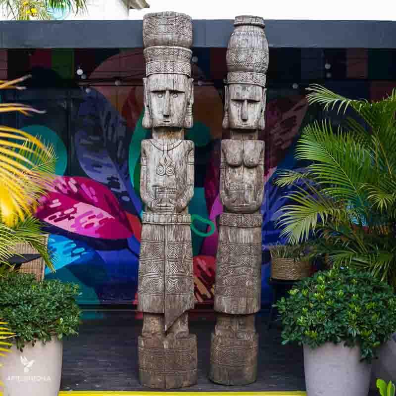totem poles wooden carved papua new guinea escultura madeira natural etnico