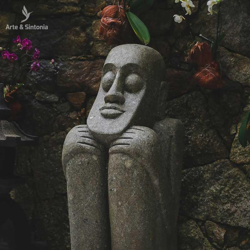 Escultura Primitivo Sentado | Bali