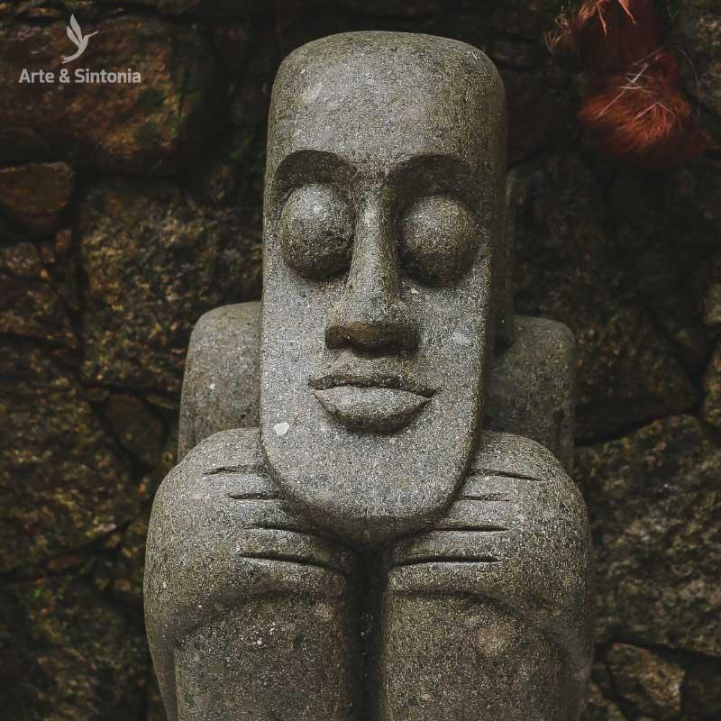 escultura primitivo setado decoracao jardim garden zen zengarden ston pedra vulcanica green stone artesanal arte artesanato art bali baliart bali decor balines balineses balinesa tribal ancestral