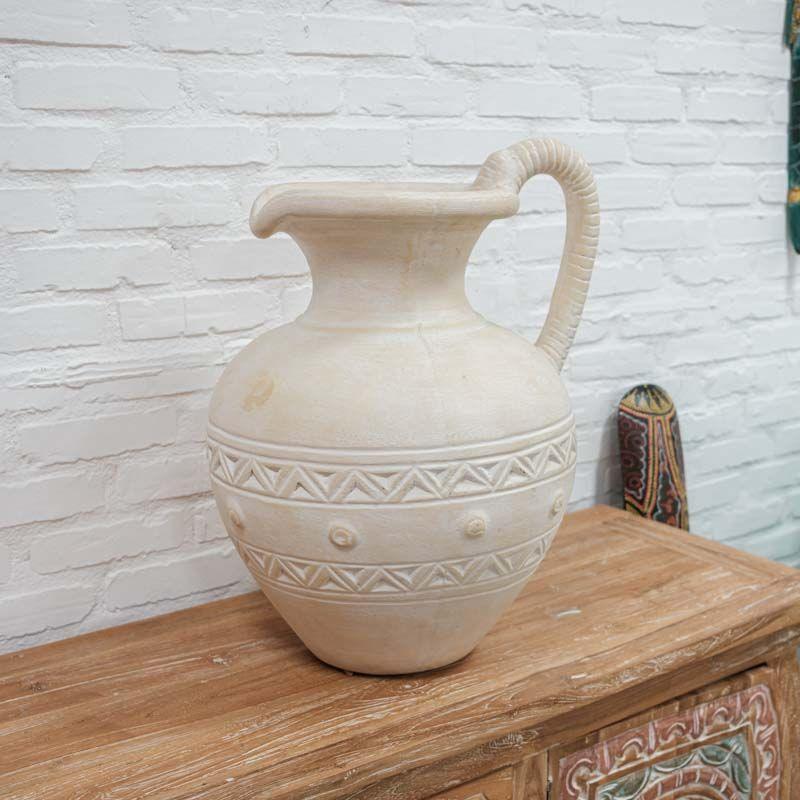 terracota jarro étnico branco boho balinês indonésia jardim jar decoration terracotta loja artesintonia