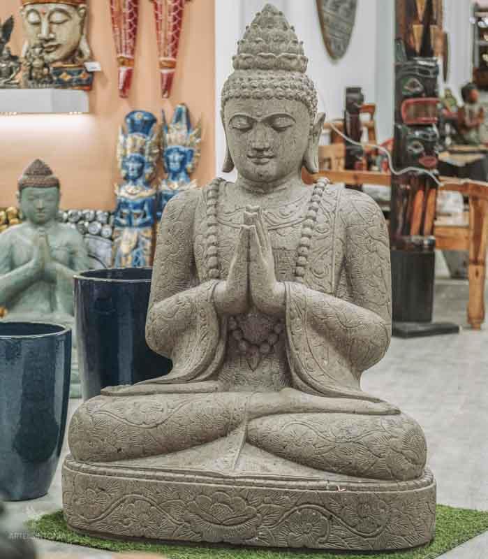 buda budda buddah namastê mudra zen gardem jardim decoração decoration decorativo decor escultura estátua pedra river stone