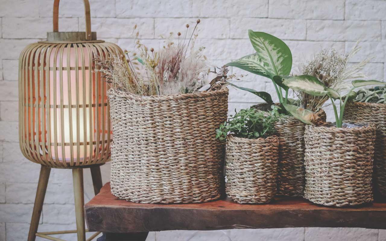 cestaria fibras naturais decoracao casa sala ambientes objetos decorativos boho indonesia bali india