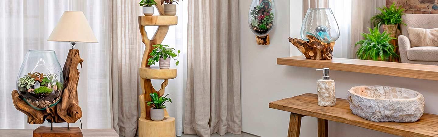 Terrários, vasos e esculturas orgânicas para trazer a natureza para seu lar..