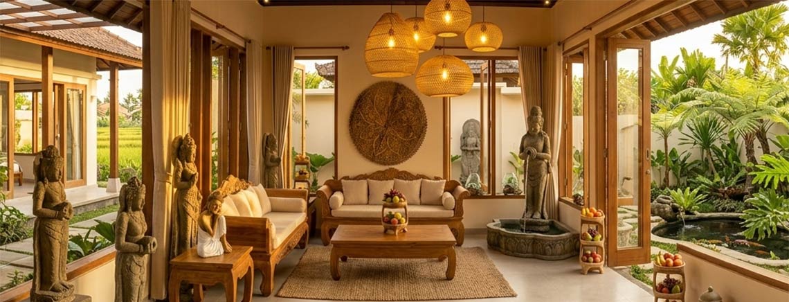 banner bali 2026 pre venda colecao decoracoes artesanais objetos decorativos indonesia fibra madeira pedra