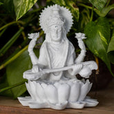 escultura sarasvati marmorite arte música espiritual deusa serenidade cultura hindu religiao decoração casa loja artesintonia 01