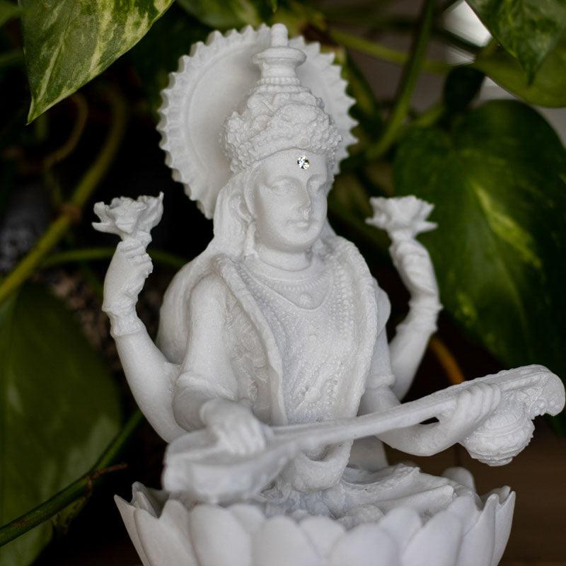 escultura sarasvati marmorite arte música espiritual deusa serenidade cultura hindu religiao decoração casa loja artesintonia 02