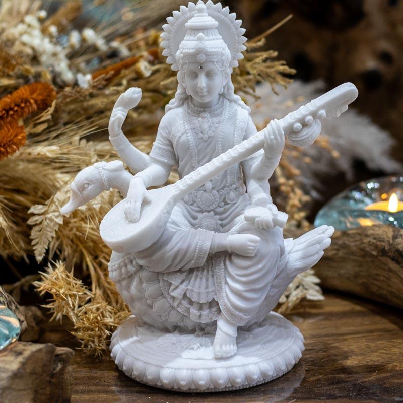 escultura estatua deusa sarasvati marmorite artes música conhecimento hindu religiao cultura inspiração loja artesintonia escultura deusa artes 01