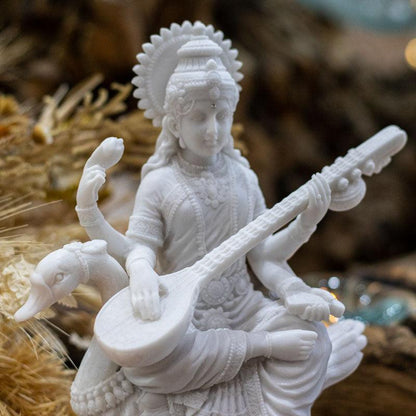 escultura estatua deusa sarasvati marmorite artes música conhecimento hindu religiao cultura inspiração loja artesintonia escultura deusa artes 02