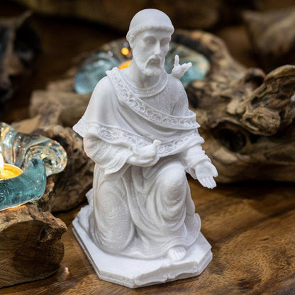 escultura estatua sãofrancisco marmorite hold fe espiritual religião animais proteção arte decoração 03