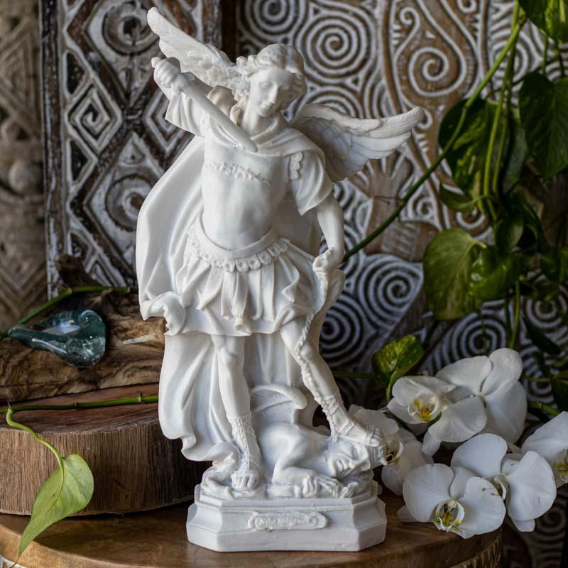 escultura anjo arcanjo saomiguel marmorite brasil religião fe proteção espiritual guerreiro coragem luz fe devocao loja artesintonia 01
