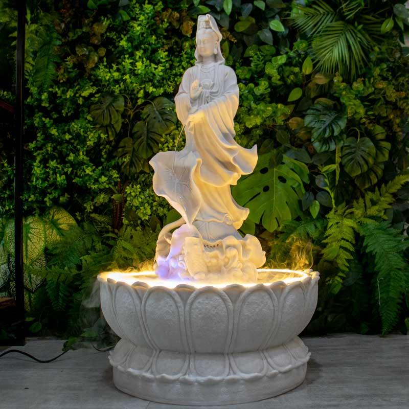 fonte de água decorativa deusa kuan yin compaixao espiritual brasil marmorite jardim escultura casa zen oriente fonte de água decorativa 01